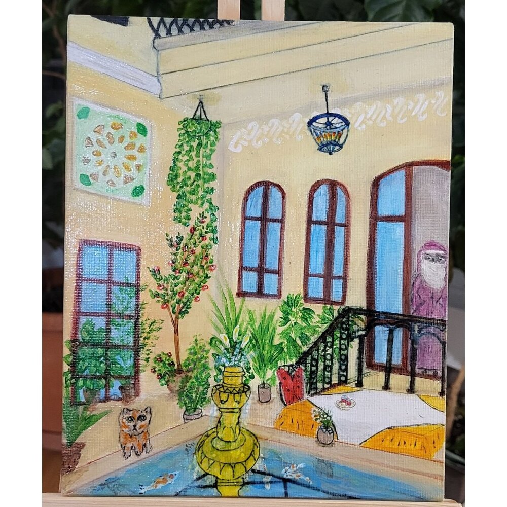 OLD Aleppo House Painting On Canvas & Signed By "CANNOOVA"